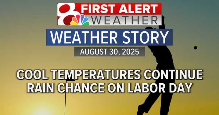Forecast: Cool temperatures continue, with a chance of rain on Labor Day