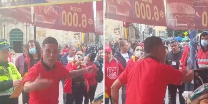 Brutal pelea entre vendedor de ‘perros calientes’ y funcionarios de la Alcaldía de Bogotá en la carrera Séptima: así fue el momento