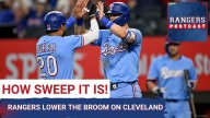 The Rangers got back to .500 by completing the sweep of Cleveland.