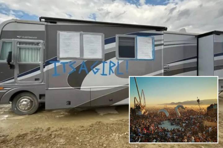 Baby born at Burning Man festival to parents Kasey and Kayla Thompson who had no idea about pregnancy