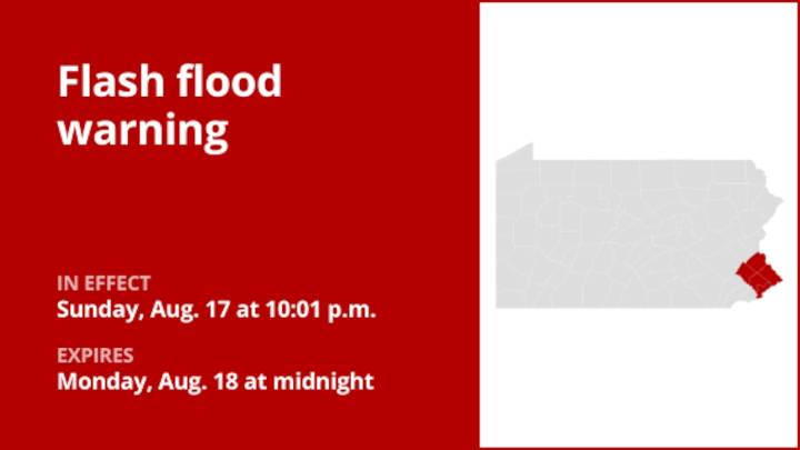 Update: Flash flood warning in place for Southeast Pa. until early Monday due to thunderstorms