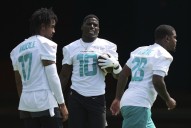 Dolphins' Tyreek Hill, Jaylen Waddle practice vs. Lions