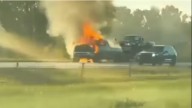Truck catches fire on I-10 East near the Gonzales exit Monday evening