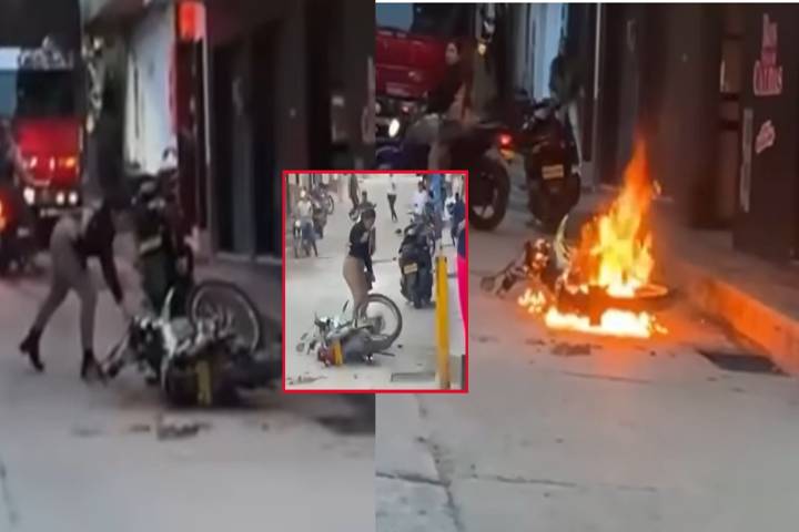 Mujer quemó la moto de su esposo en plena calle por infidelidad: ella le ayudaba a pagarla