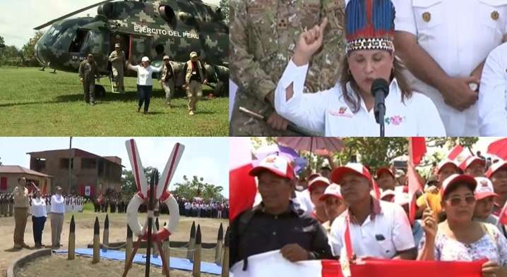 Tensión Perú – Colombia: Dina Boluarte llegó a distrito de Santa Rosa con algunos ministros