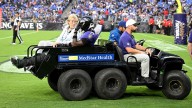 Baltimore Ravens rookie carted off field after suffering devastating injury blow and being left writhing in pain