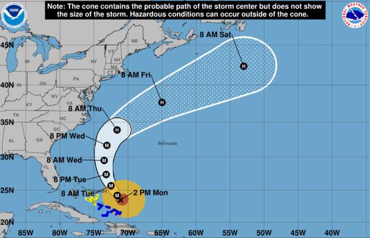 Hurricane Erin to bring dangerous surf conditions. Latest track and local forecast.