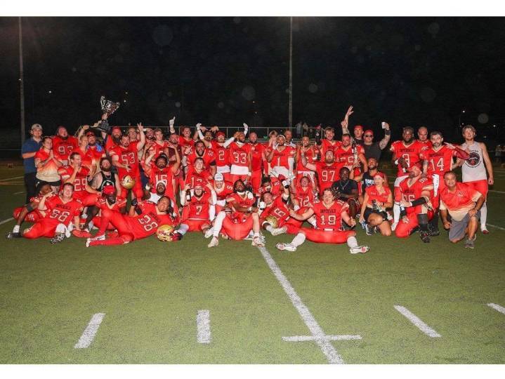 Sarnia Imperials celebrate Ontario Power 5 Football League title