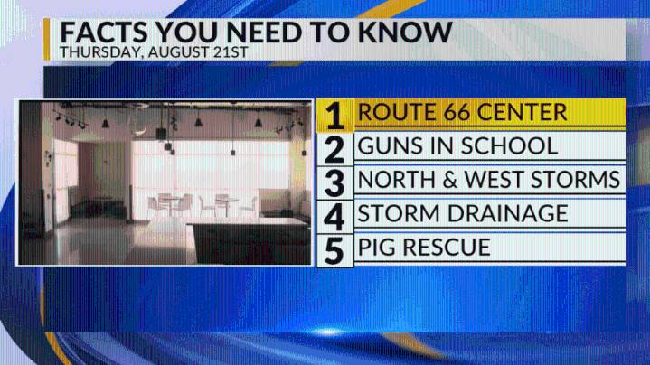 Visitor Center, Guns found at APS schools, Storms for part of the state, Storm drainage, Pig rescue