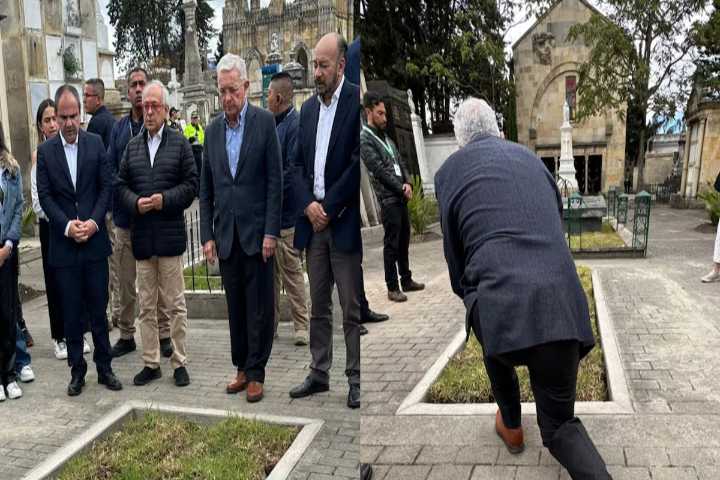 Álvaro Uribe rinde homenaje a Miguel Uribe en el lugar del atentado y en su tumba