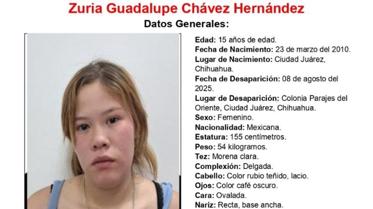 Buscan a Zuria de 15 años, desapareció en Parajes de Oriente