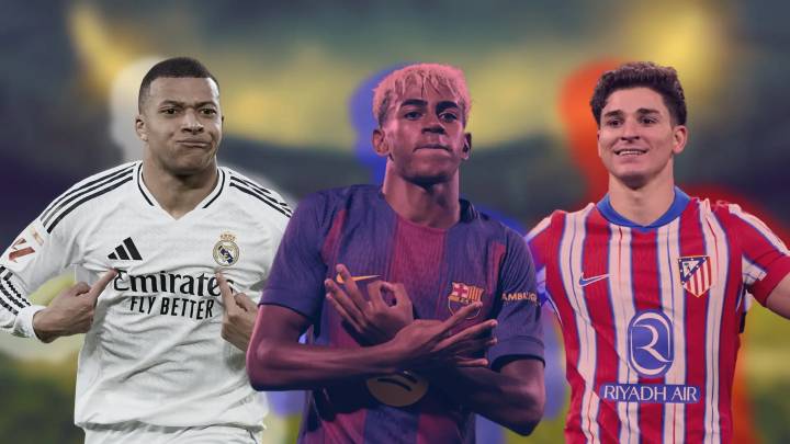 Kylian Mbappé, Lamine Yamal y Julián Álvarez, las superestrellas de una lucha de tres por el título de LaLiga