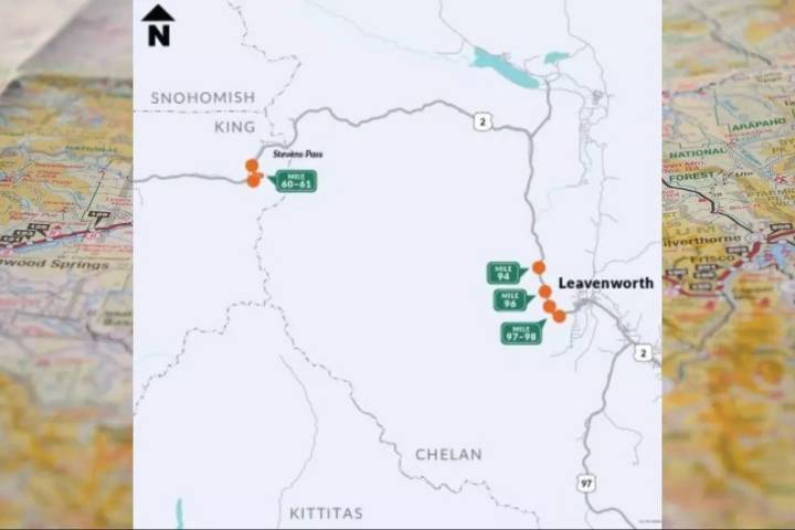 U.S. 2 Closure Near Leavenworth for Rock Removal Aug. 19