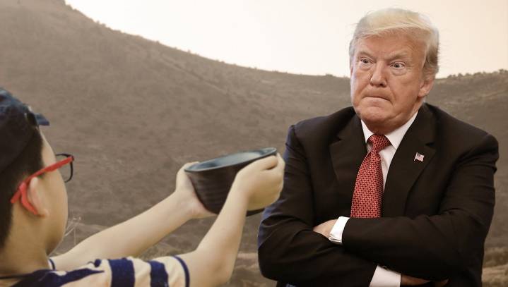 Trump Enraged As Immigrant Child Asks Him For More Gruel