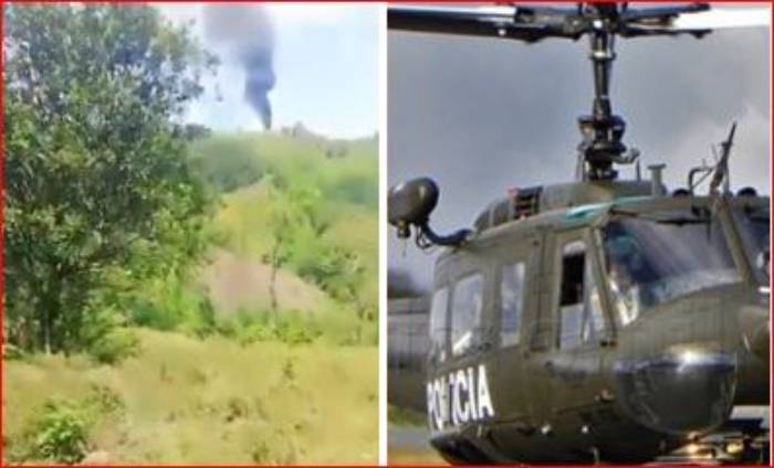 Cayó helicóptero de la Policía en Amalfi, Antioquia