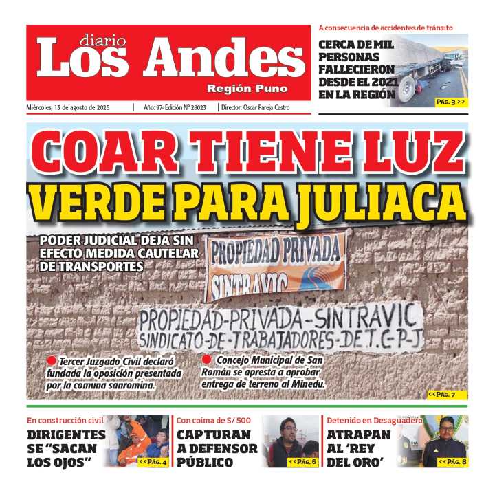 PUNO: Diario Los Andes 13/08/2025