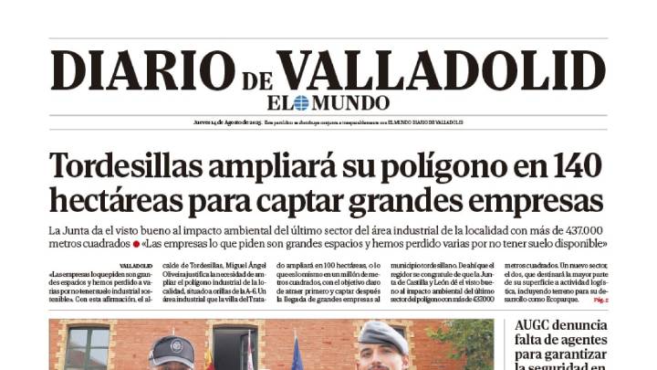 Portada de Diario de Valladolid del 14 de agosto de 2025