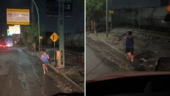 VIDEO: Trailero regaña a hombre que corría sobre avenida Ruiz Cortines en Monterrey