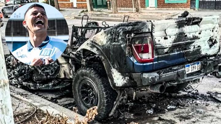 Prendieron fuego la camioneta de Marcos Rojo: el video del aterrador momento