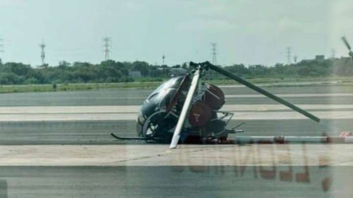 Helicóptero se Desploma en Aeropuerto Internacional de Ciudad del Carmen, Campeche
