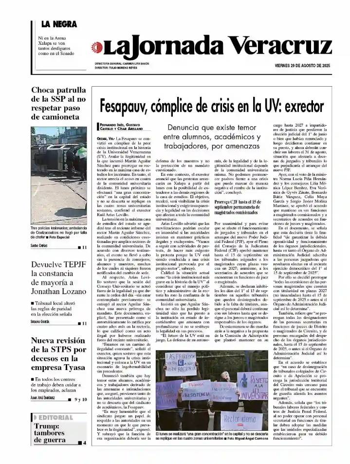 Contraportada del 29 de agosto de 2025