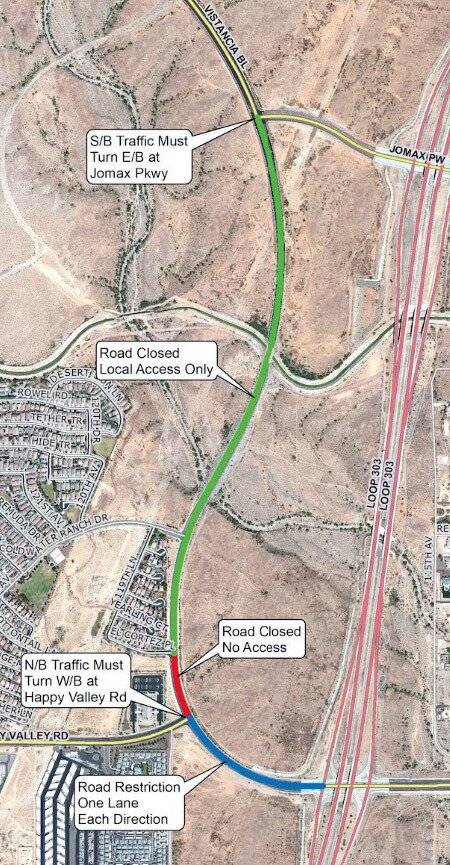 Vistancia Boulevard closure in north Peoria begins Aug. 18