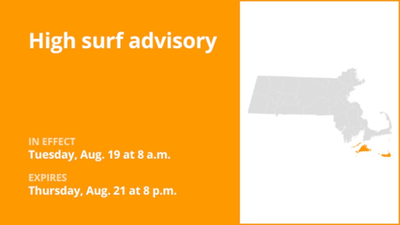 Dukes and Nantucket counties under a high surf advisory from Tuesday to Thursday