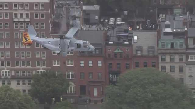 Why are military aircraft landing on Boston Common?