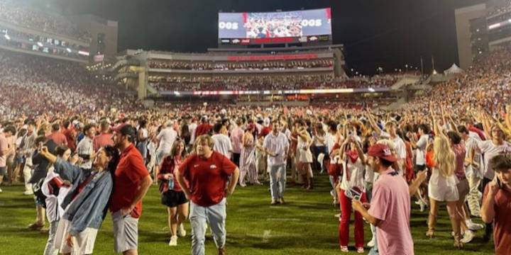 Arkansas allowing fans to rush the field after big football wins, but there’s a catch