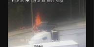 Pickup truck at Leon County rest stop bursts into flames Tuesday morning