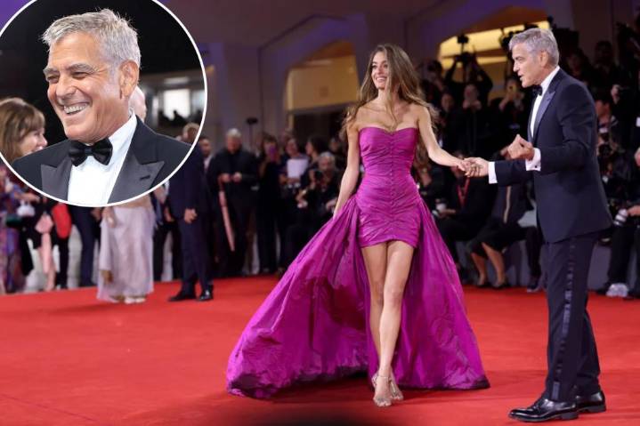 George Clooney walks Venice Film Festival red carpet after skipping earlier appearances over 'bad sinus infection'