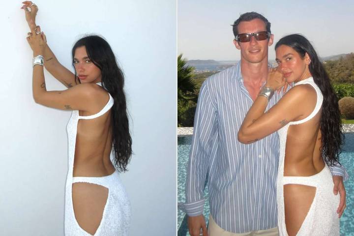 Dua Lipa Counts Down to Turning 30 in Racy Cutout Gown with Fiancé Callum Turner