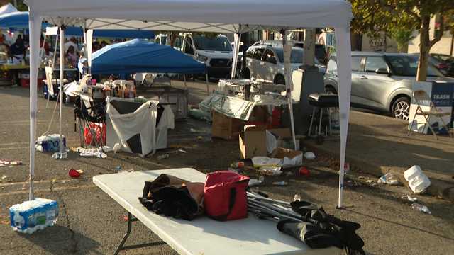 Six injured after empty car rolls into crowd, police say