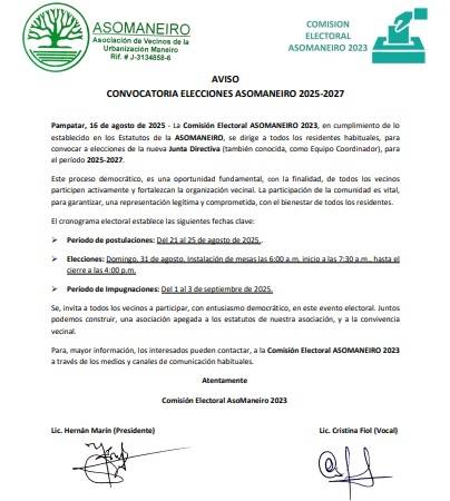 AVISO CONVOCATORIA MANEIRO 2025 2027