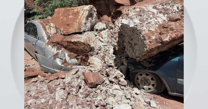 Rockslide in Colorado crushes two vehicles, causes road closure in Manitou Springs