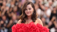 Singer Selena Gomez poses in pink satin lingerie set
