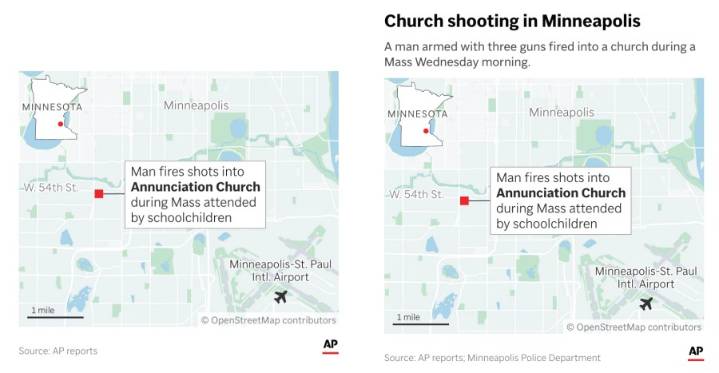 A shooting at a Minneapolis Catholic school kills 2 children, injures 17 people