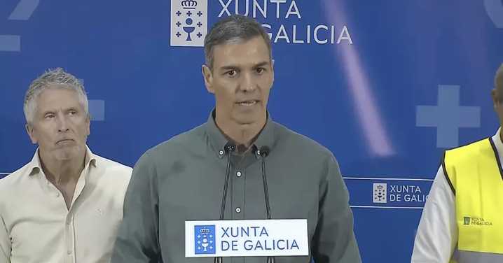 Sánchez responsabiliza al cambio climático de los voraces incendios de Ourense