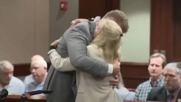 Incredible moment widow HUGS husband’s hit & run killer & forgives him as he bursts into tears in court