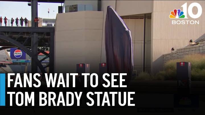 Fans wait to see Tom Brady statue at Gillette Stadium