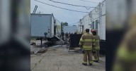 Cedar Rapids firefighters stop trailer fire after power line crash