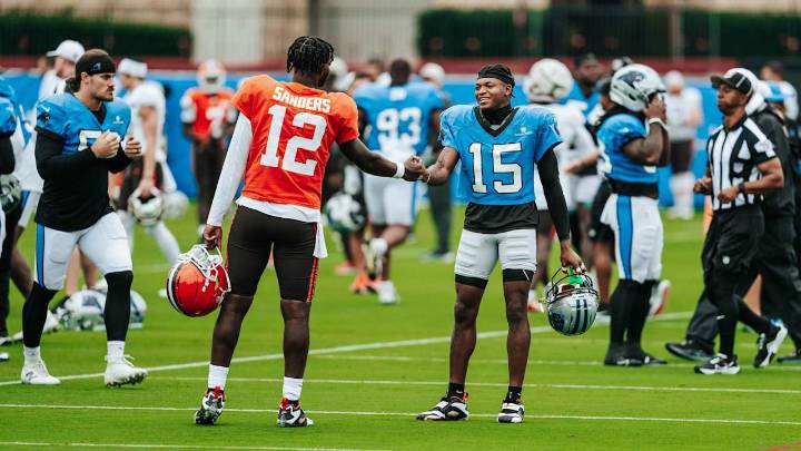 Jimmy Horn Jr. gets to visit with his "brother" Shedeur Sanders