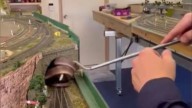 Fue a poner en marcha su maqueta de trenes y se topó con una serpiente oculta en un túnel