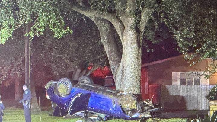 Houston man killed after car flips, crashes into oak tree in Port Arthur neighborhood