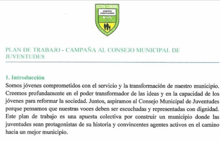 Juventud de Puerto Guzmán presenta plan de trabajo enfocado en ODS