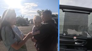 Idaho baby injured after rock from highway chip sealing breaks car window