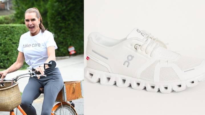 Brooke Shields Dons On Cloud 5 Sneakers While Bike Riding in New York