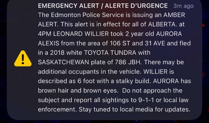 AMBER Alert issued for missing child in Alberta