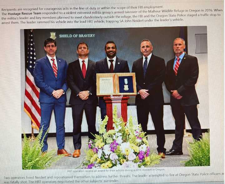 FBI honors agents involved in LaVoy Finicum standoff with bravery medal