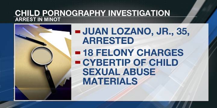 Minot man facing 18 counts in child pornography investigation